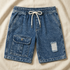Front Pocket Acid Wash Shorts