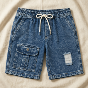 Front Pocket Acid Wash Shorts