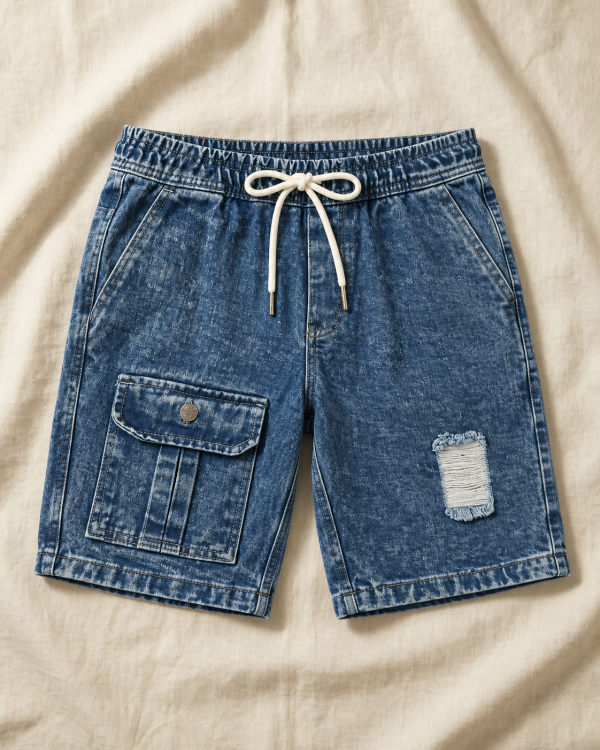 Front Pocket Acid Wash Shorts