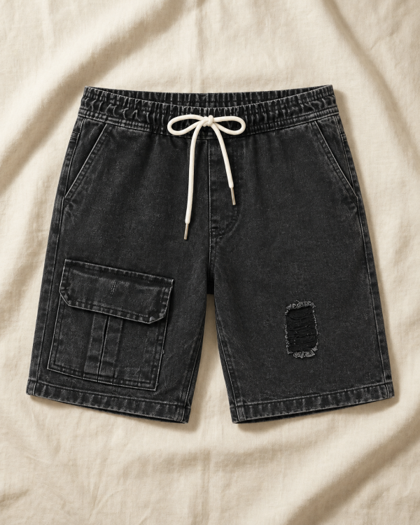 Front Pocket Acid Wash Shorts